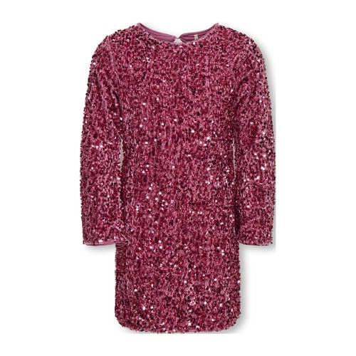 KIDS ONLY GIRL midi jurk met pailletten roze Meisjes Polyester Ronde hals - maat 134/140 afbeelding