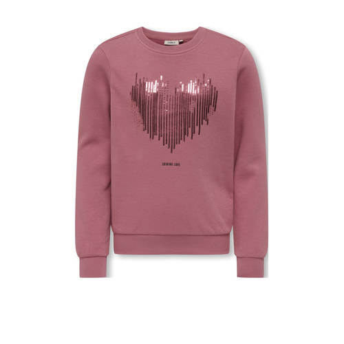 KIDS ONLY GIRL sweater roze met pailletten Printopdruk - maat 134/140 afbeelding