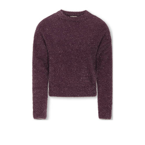 KIDS ONLY GIRL trui donkerrood fijn gebreid Meisjes Nylon Ronde hals Effen - maat 146/152 - glitter afbeelding