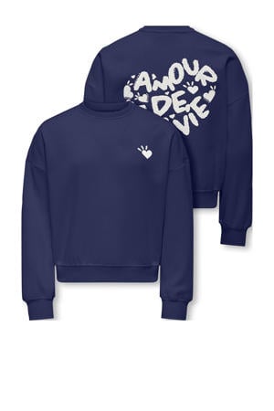 sweater met backprint blauw