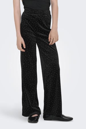 fluwelen wide leg casual broek zwart