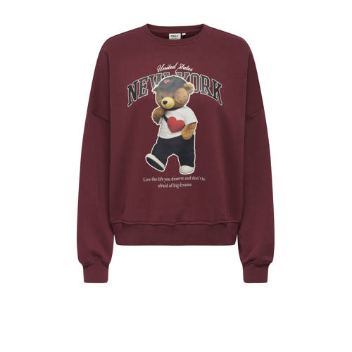 KIDS ONLY GIRL sweater donkerrood Printopdruk - maat 122/128 afbeelding