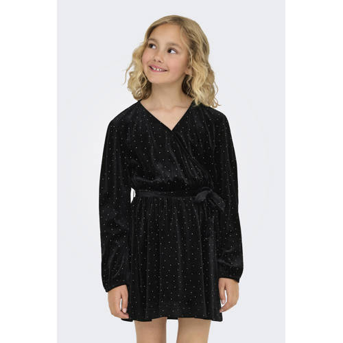 KIDS ONLY GIRL fluwelen jurk zwart Meisjes Fluweel Ronde hals All over print - maat 134/140 afbeelding