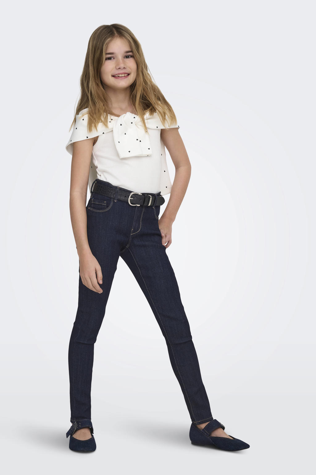 Dark blue denim meisjes KIDS ONLY GIRL skinny jeans dark blue van viscose met rits- en knoopsluiting en effen