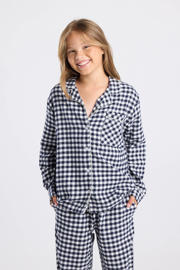 thumbnail: America Today pyjama shirt met blauwe geruite print
