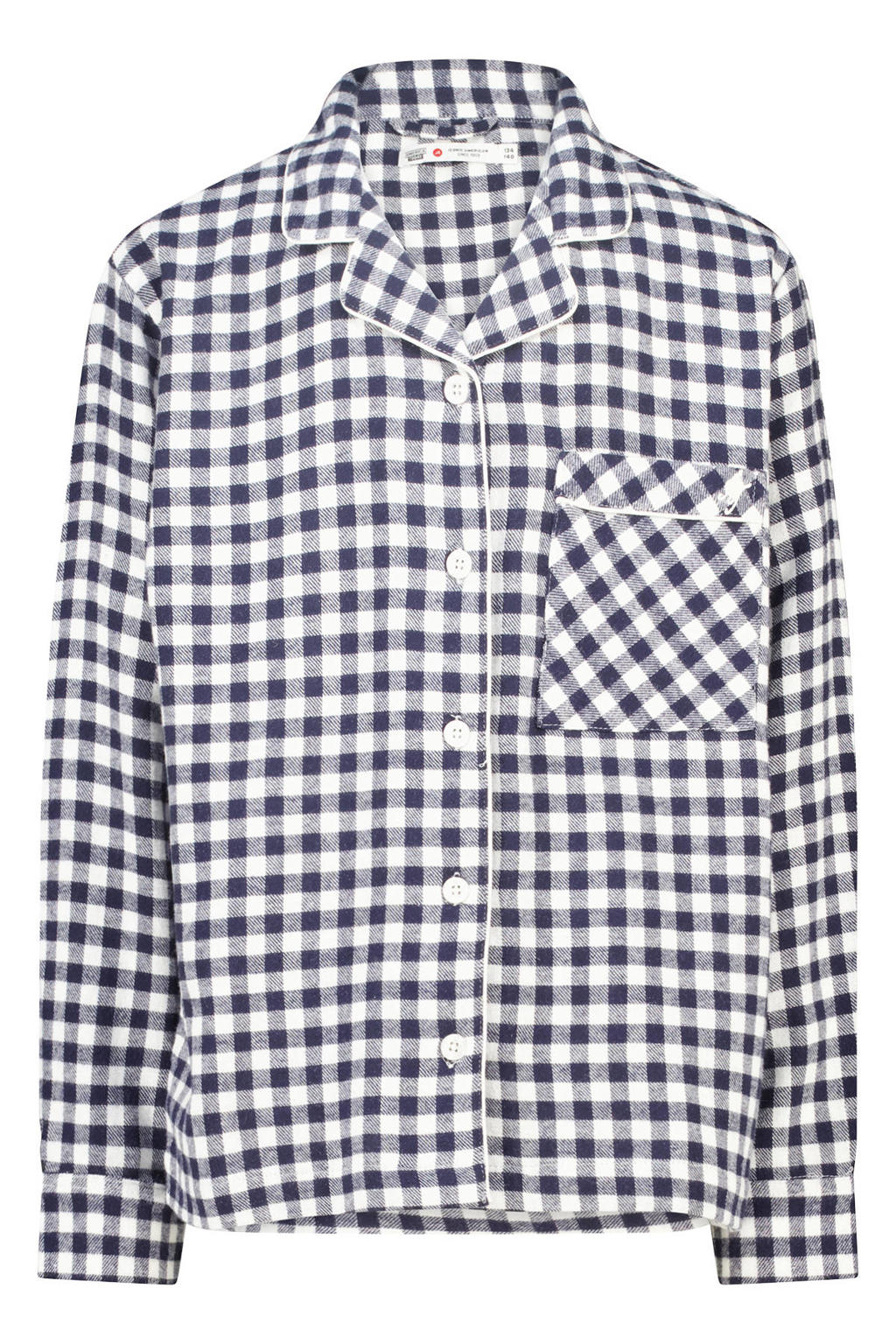 America Today pyjama shirt met blauwe geruite print