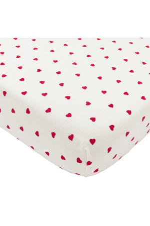 wieg hoeslaken Sweet Heart white/red
