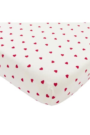 wieg hoeslaken Sweet Heart white/red