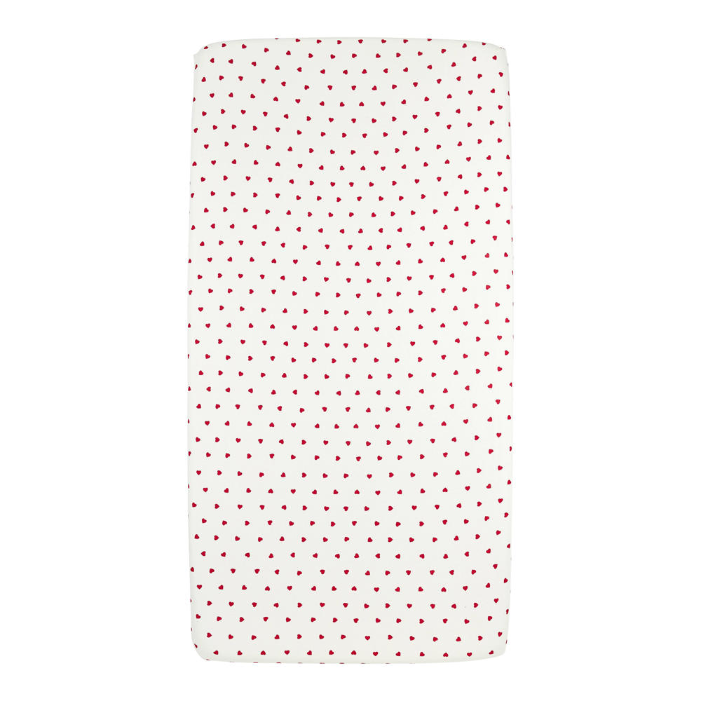 Meyco wieg hoeslaken Sweet Heart white/red