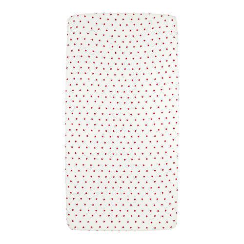 Meyco wieg hoeslaken Sweet Heart white/red Rood Hartjes afbeelding