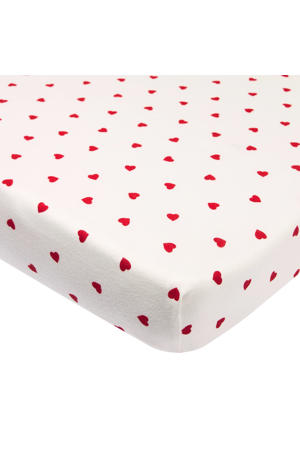 boxmatras hoeslaken Sweet Heart wit/rood
