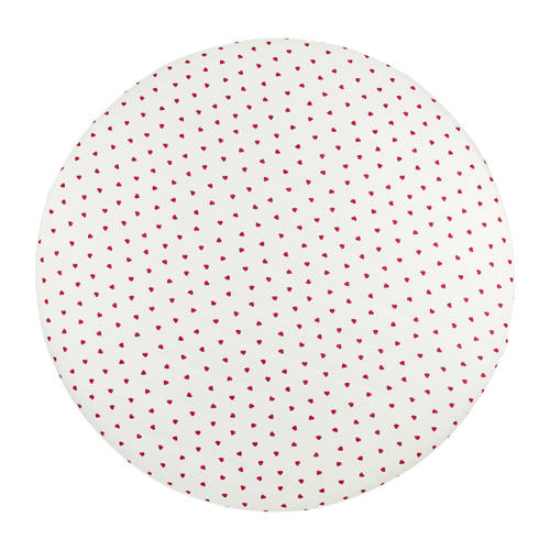 Meyco rond boxmatras hoeslaken Sweet Heart wit/rood Hartjes