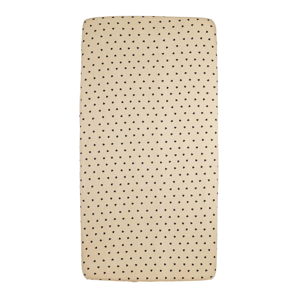Meyco wieg hoeslaken Sweet Heart beige/zwart