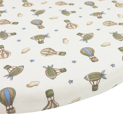 Meyco rond boxmatras hoeslaken Air Balloons ecru/groen/blauw All over print afbeelding