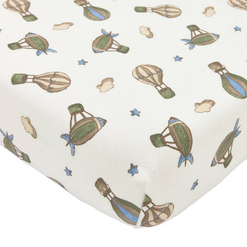 Meyco wieg hoeslaken Air Balloons ecru/groen/blauw All over print afbeelding