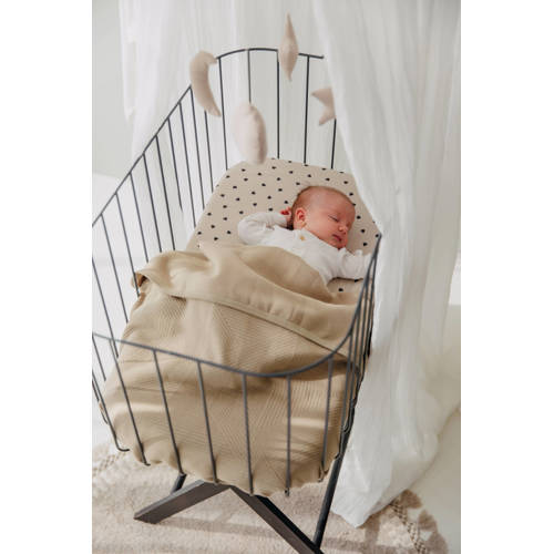Meyco Jacquard wiegdeken Pure taupe Babydeken Bruin Effen