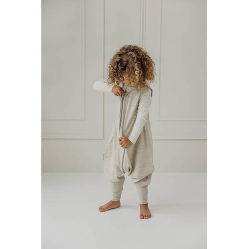 Meyco merinowollen slaapoverall jumper sand melange Babyslaapzak Beige 92 afbeelding