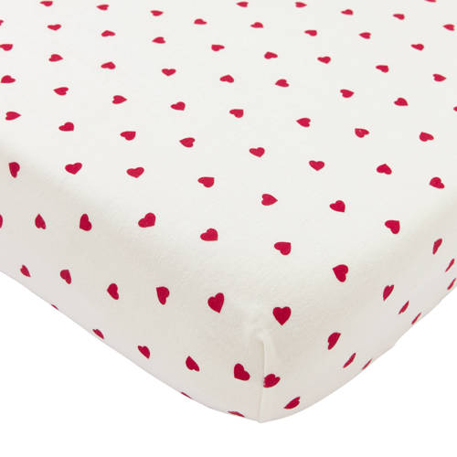 Meyco hoeslaken co-sleeper Sweet Heart rood/wit Hartjes afbeelding