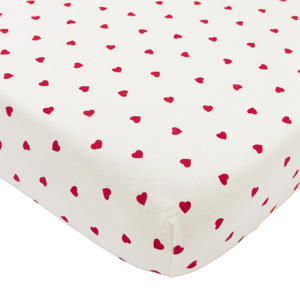 ledikant hoeslaken Sweet Heart white/red