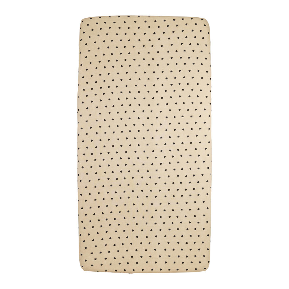Meyco hoeslaken co-sleeper Sweet Heart soft sand/black