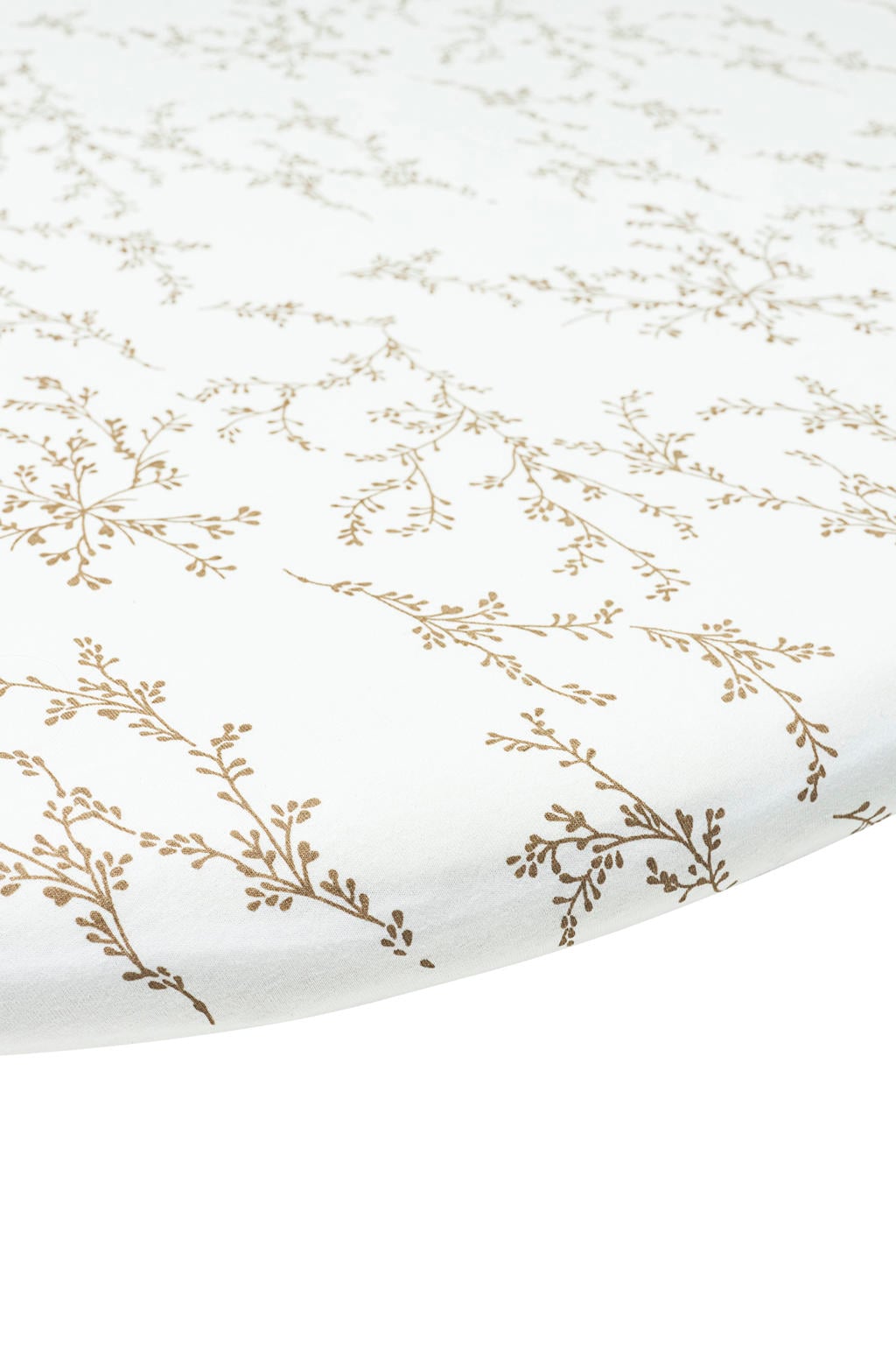 Meyco rond boxmatras hoeslaken Branches wit/beige