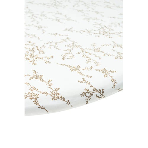 Meyco rond boxmatras hoeslaken Branches wit/beige Blad