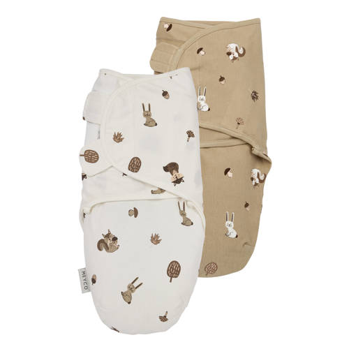 Meyco swaddle inbakerdoek Forest Animals - set van 2 sand Beige All over print 4-6 mnd afbeelding