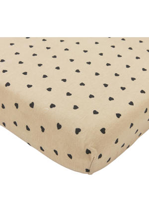 hoeslaken ledikant Sweet Heart beige/zwart