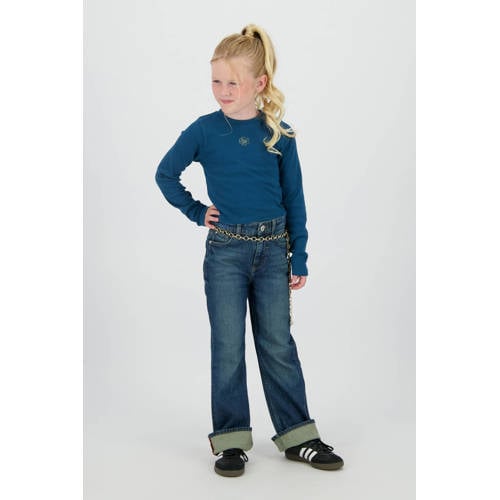 Vingino longsleeve petrol Blauw Meisjes Stretchkatoen Ronde hals Effen