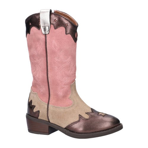 Nelson Kids suède cowboylaarzen brons/roze Meisjes Suede Meerkleurig - maat 29 afbeelding