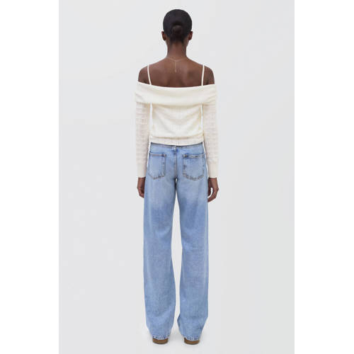 MANGO TEEN off shoulder trui wit Effen - maat 168(M) afbeelding