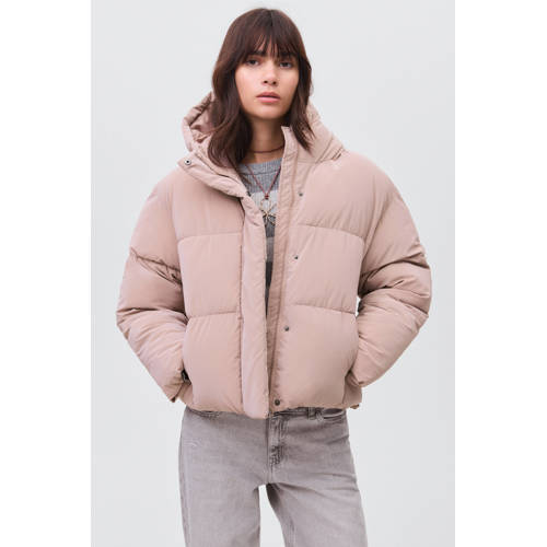 MANGO TEEN gewatteerde jas lichtroze Meisjes Polyester Capuchon Effen - maat 164(S) afbeelding