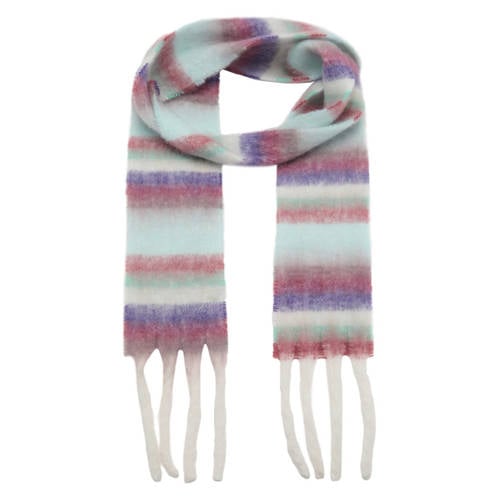 MANGO TEEN gestreepte sjaal blauw/rood/ecru Meisjes Polyester Streep