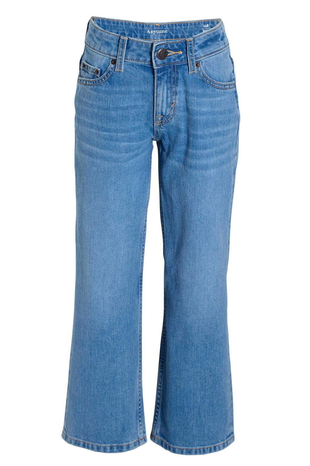 Light blue denim meisjes Anytime loose fit jeans van denim met regular waist en effen