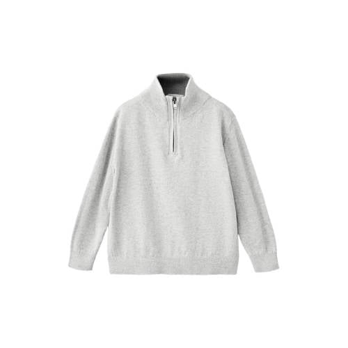 Mango Kids schipperstrui gebreid Grijs Jongens Katoen Opstaande kraag Gemêleerd