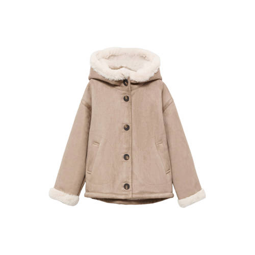 Mango Kids suede winterjas beige Effen - maat 164 | Jas van Mango Kids afbeelding
