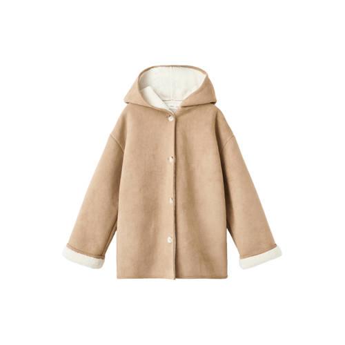 Mango Kids manteljas lichtbruin Meisjes Polyester Capuchon Effen - maat 164 afbeelding