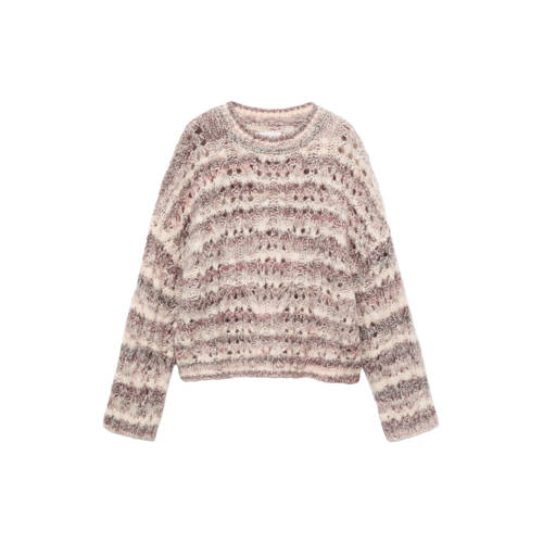 Mango Kids trui ecru grof gebreid Meisjes Acryl Ronde hals Meerkleurig - maat 152 afbeelding