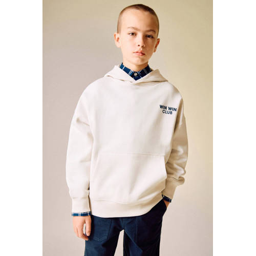 Mango Kids hoodie met backprint ecru Sweater Backprint - maat 128 afbeelding