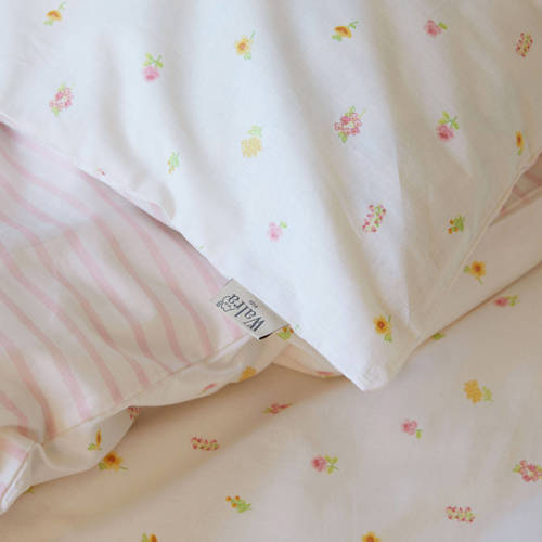 Walra katoenen dekbedovertrek 1-persoons (140x220 cm) Roze Bloemen