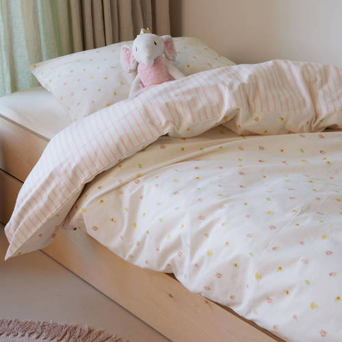 Walra katoenen dekbedovertrek 1-persoons (140x220 cm) Roze Bloemen