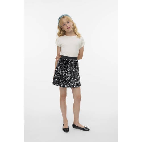 VERO MODA GIRL A-lijn rok met pailletten zwart Meisjes Polyester All over print - maat 122/128 afbeelding
