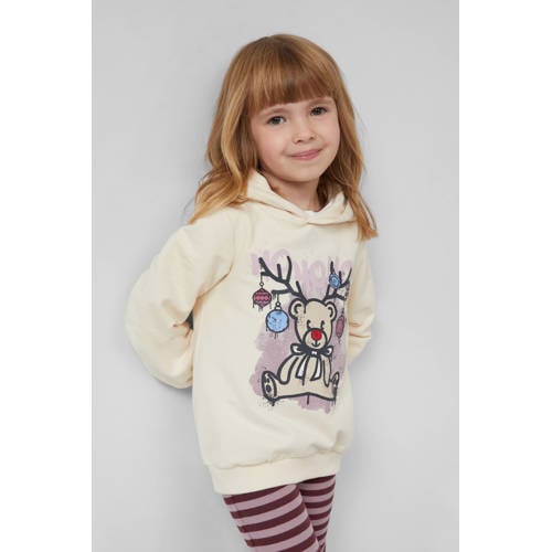 s.Oliver kerst hoodie ecru Sweater Printopdruk
