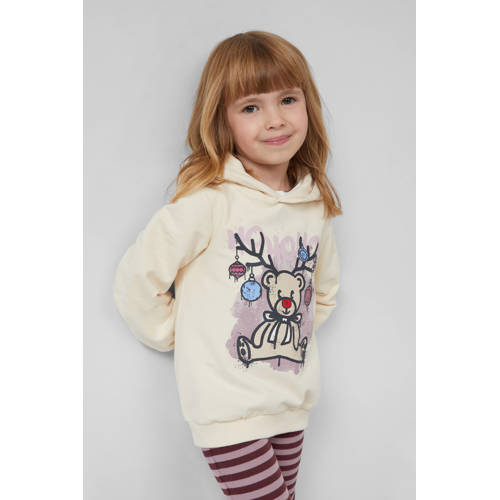 s.Oliver kerst hoodie ecru Sweater Printopdruk
