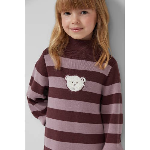 s.Oliver gestreepte korte jurk roze Meisjes Katoen Opstaande kraag Streep