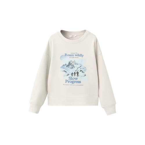 Mango Kids sweater ecru Printopdruk - maat 152 | Sweater van Mango Kids afbeelding