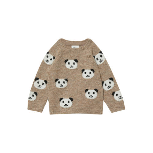 s.Oliver trui bruin fijn gebreid Meisjes Polyester Ronde hals All over print