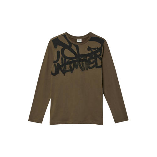 s.Oliver longsleeve bruin Jongens Katoen Ronde hals Tekst - maat 134/140 afbeelding