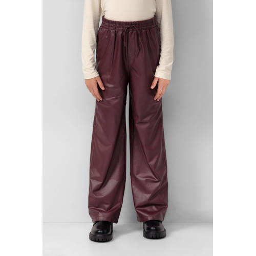 s.Oliver imitatieleren casual broek donkerrood Paars Meisjes Imitatieleer