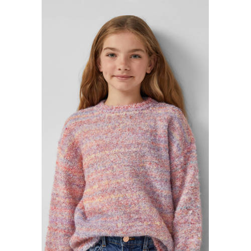 s.Oliver trui roze fijn gebreid Meisjes Polyester Ronde hals Meerkleurig